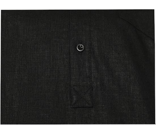 HUBER Schlupf-Hemd Stehkragen weiß und schwarz 100% Leinen HU-0501 Regular Fit