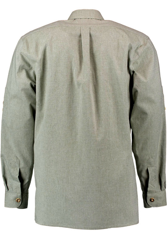 Orbis Trachtenhemd beige braun mit Stickerei Krempelarm OS-0214 Comfort Fit