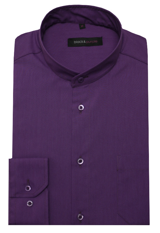 Stehkragen Hemd lila bügelleicht BP-0042 Regular Fit
