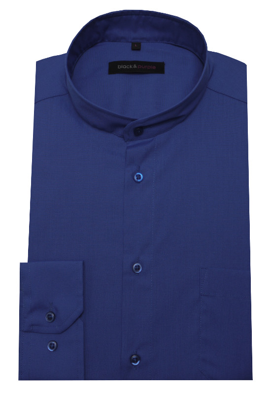 Stehkragen Hemd royal-blau bügelleicht BP-0038 Regular Fit