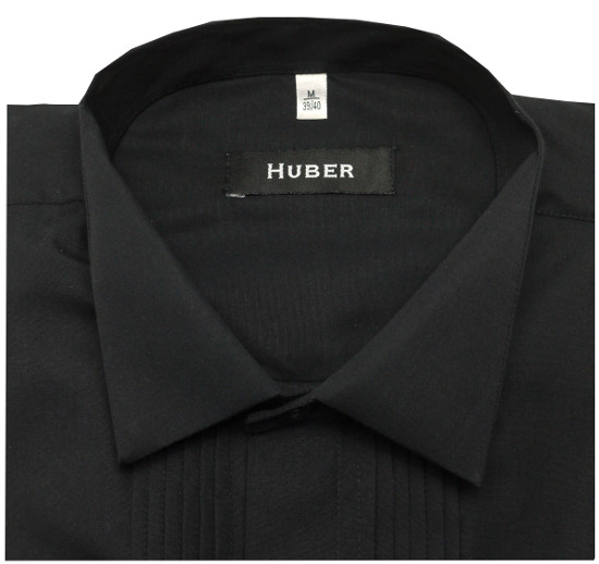 HUBER Smoking Hemd schwarz mit Plissee HU-0172 Regular