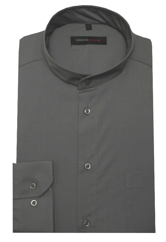 Stehkragen Hemd mittel grau bügelleicht BP-0044 Regular Fit