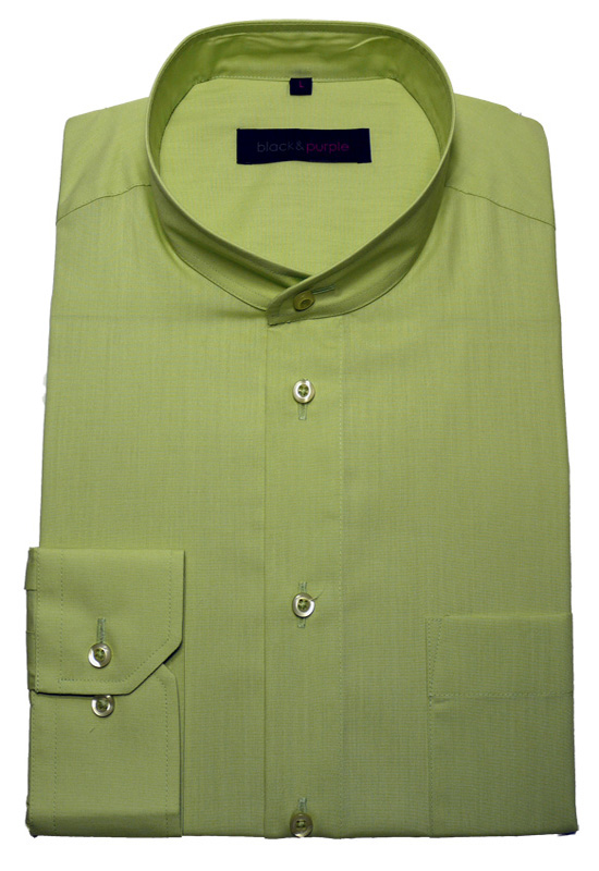Stehkragen Hemd grün Black & Purple Baumwollmischung