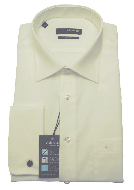 Manschettenhemd von Seidensticker Splendesto champagner Baumwolle bügelfrei