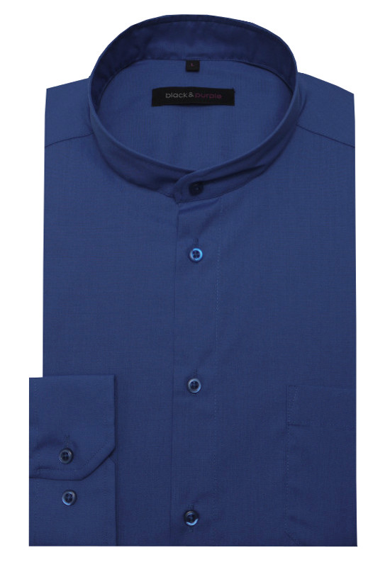 HUBER Stehkragen Hemd royal blau Regular Fit bügelleicht HU-0660 Made in EU