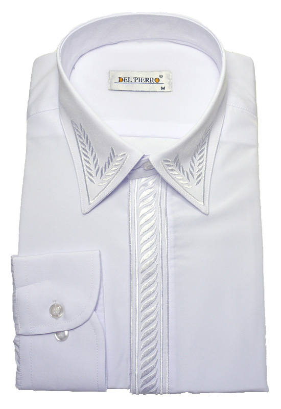 Classic-Hemd weiß verdeckte Leiste mit Stickerei DP-0011 Regular Fit