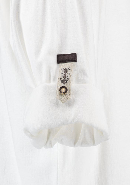 Trachtenhemd weiß mit Stickerei und Krempelarm Regular Fit TH-0250