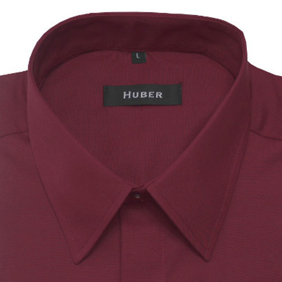 HUBER Umschlag-Manschetten Hemd rot weinrot HU-0019 Regular