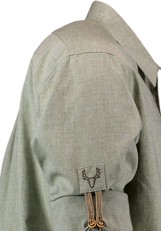 Orbis Trachtenhemd beige braun mit Stickerei Krempelarm OS-0214 Comfort Fit