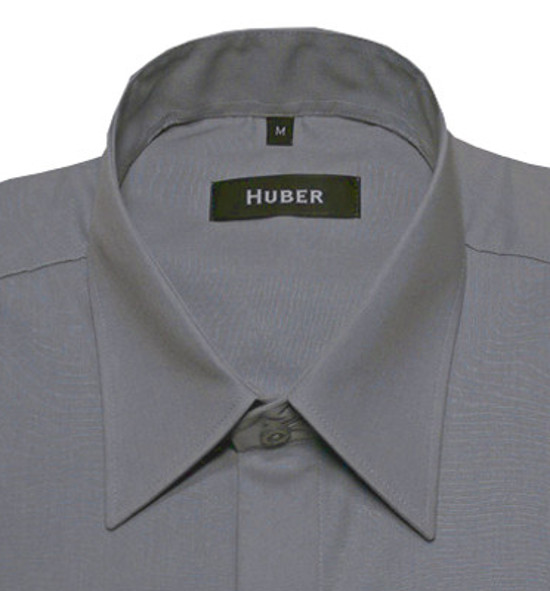 HUBER Umschlag-Manschetten Hemd grau HU-0014 Regular